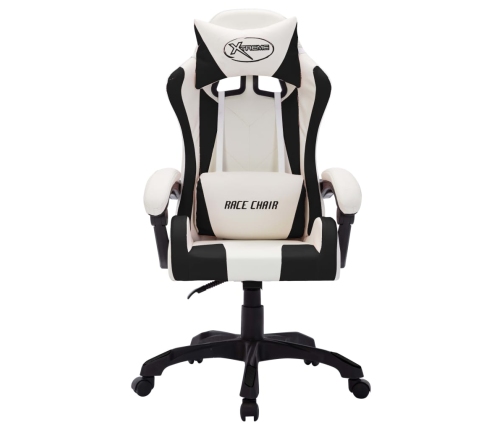 Silla gaming con luces LED RGB cuero sintético blanco y negro