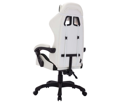 Silla gaming con luces LED RGB cuero sintético blanco y negro