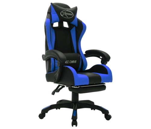 Silla gaming con luces LED RGB cuero sintético azul y negro