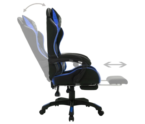 Silla gaming con luces LED RGB cuero sintético azul y negro