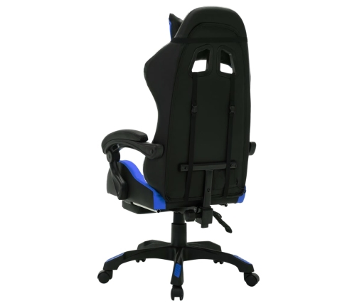 Silla gaming con luces LED RGB cuero sintético azul y negro