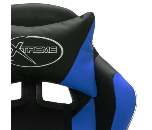 Silla gaming con luces LED RGB cuero sintético azul y negro