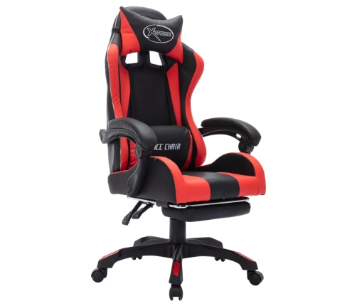 Silla gaming con luces LED RGB cuero sintético rojo y negro