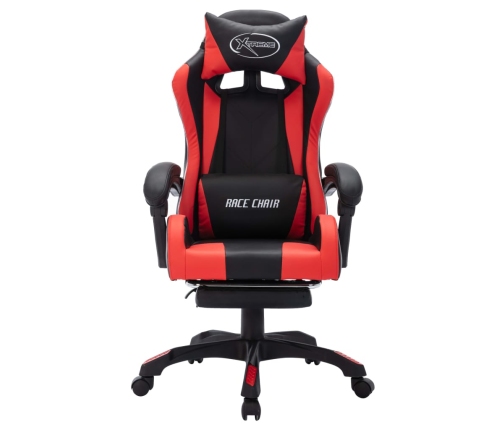 Silla gaming con luces LED RGB cuero sintético rojo y negro