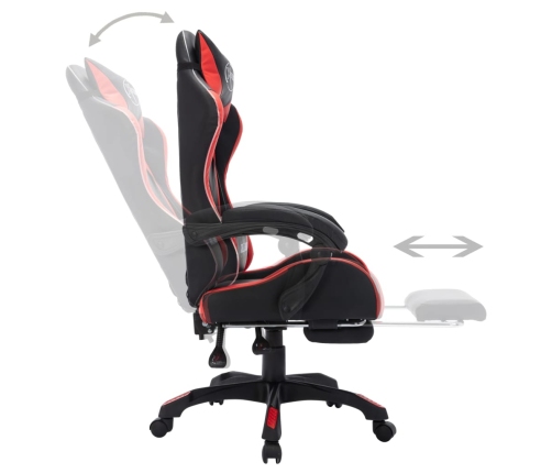 Silla gaming con luces LED RGB cuero sintético rojo y negro