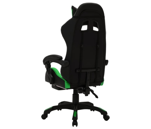 Silla gaming con luces LED RGB cuero sintético verde y negro