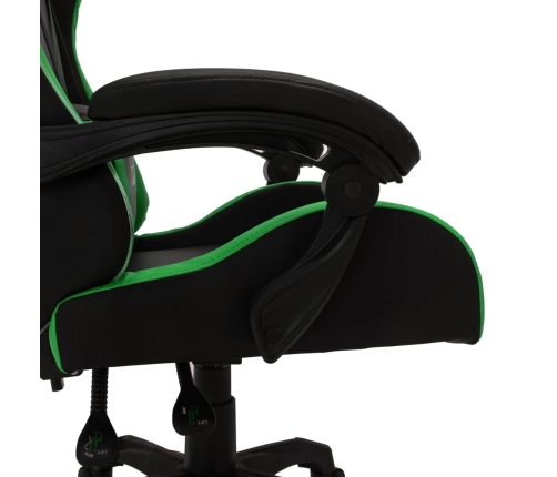 Silla gaming con luces LED RGB cuero sintético verde y negro