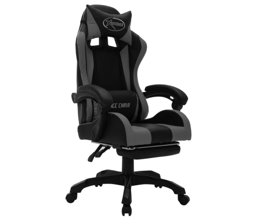 Silla gaming con luces LED RGB cuero sintético gris y negro