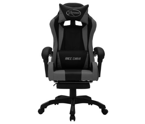 Silla gaming con luces LED RGB cuero sintético gris y negro