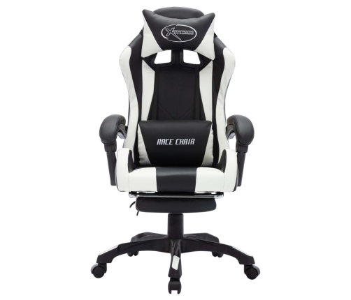 Silla gaming con luces LED RGB cuero sintético blanco y negro