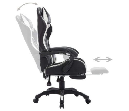 Silla gaming con luces LED RGB cuero sintético blanco y negro