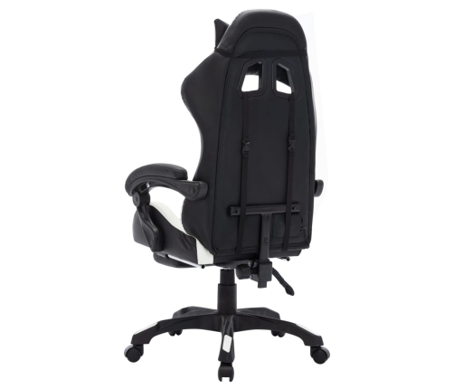 Silla gaming con luces LED RGB cuero sintético blanco y negro