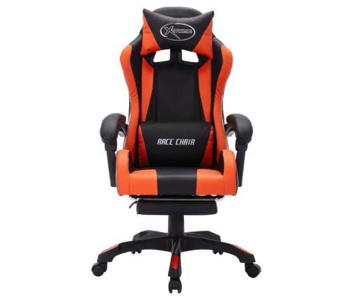 Silla gaming con luces LED RGB cuero sintético naranja y negro