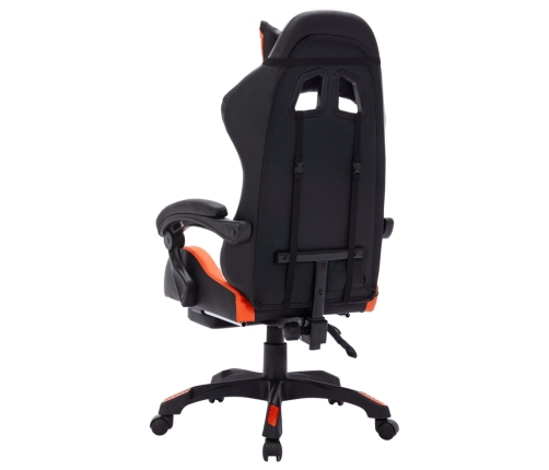 Silla gaming con luces LED RGB cuero sintético naranja y negro