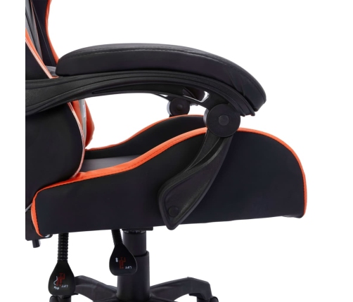 Silla gaming con luces LED RGB cuero sintético naranja y negro