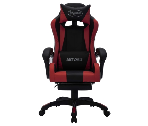 Silla gaming luces LED RGB cuero sintético color vino y negro