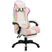 Silla gaming con luces LED RGB cuero sintético rosa y blanco