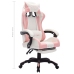 Silla gaming con luces LED RGB cuero sintético rosa y blanco