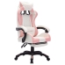 Silla gaming con luces LED RGB cuero sintético rosa y blanco