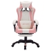 Silla gaming con luces LED RGB cuero sintético rosa y blanco