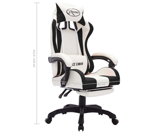 Silla gaming con luces LED RGB cuero sintético negro y blanco