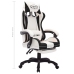 Silla gaming con luces LED RGB cuero sintético negro y blanco