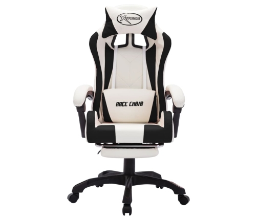 Silla gaming con luces LED RGB cuero sintético negro y blanco