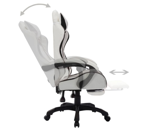 Silla gaming con luces LED RGB cuero sintético negro y blanco