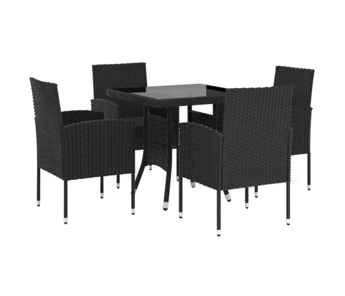 Juego de comedor para jardín 5 piezas ratán sintético negro