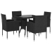 Juego de comedor para jardín 5 piezas ratán sintético negro