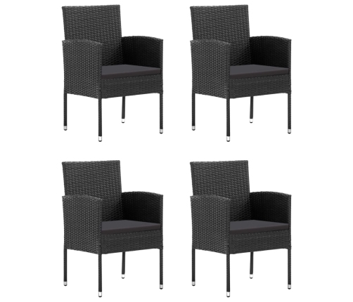 Juego de comedor para jardín 5 piezas ratán sintético negro