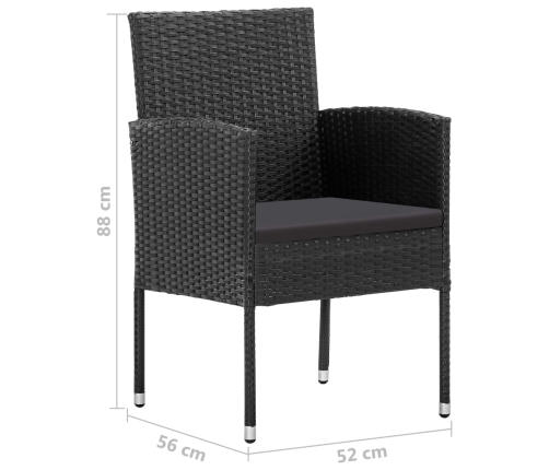Juego de comedor para jardín 5 piezas ratán sintético negro