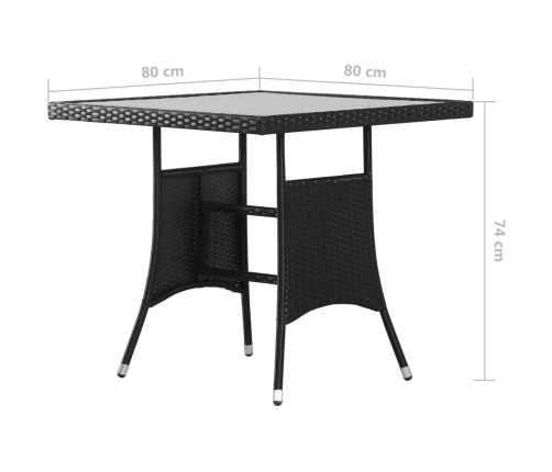 Juego de comedor para jardín 5 piezas ratán sintético negro