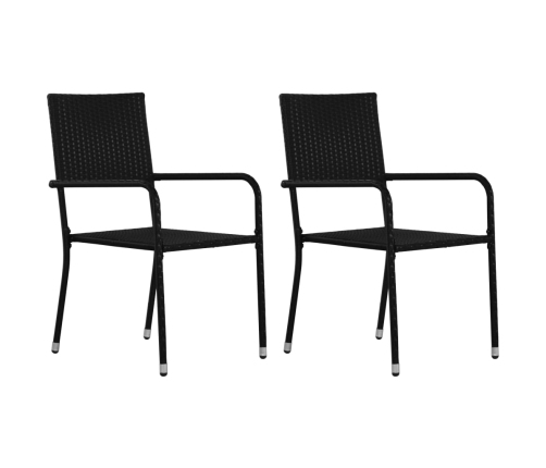 Juego de comedor para jardín 3 piezas ratán sintético negro