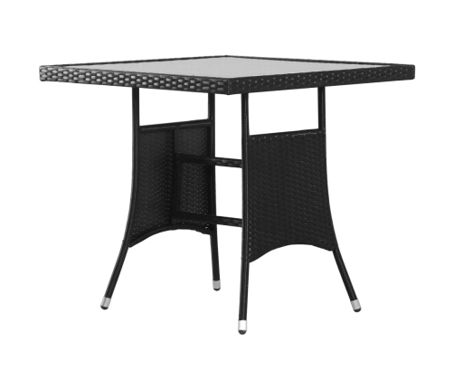 Juego de comedor para jardín 3 piezas ratán sintético negro