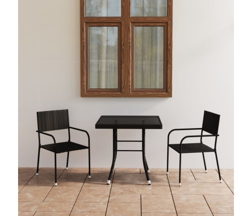 Juego de comedor para jardín 3 piezas ratán sintético negro