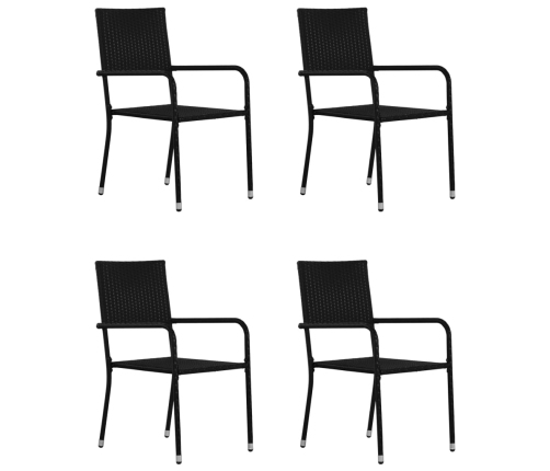 Juego de comedor para jardín 5 piezas ratán sintético negro