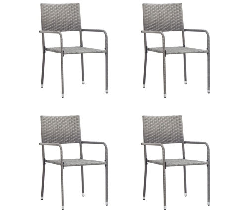 Juego de comedor para jardín 5 piezas ratán sintético gris
