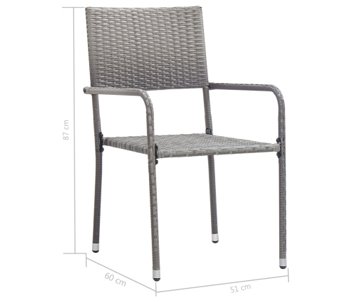 Juego de comedor para jardín 5 piezas ratán sintético gris