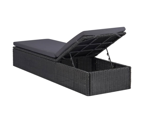 Juego de comedor para jardín 9 piezas ratán sintético negro