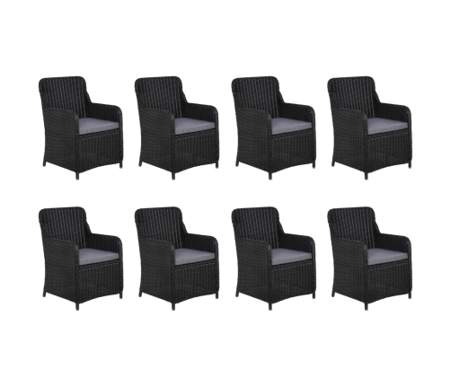 Juego de comedor para jardín 11 piezas ratán sintético negro