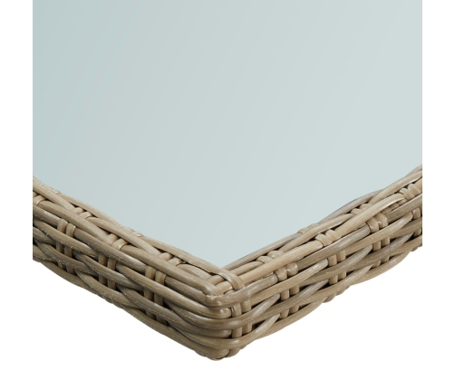 Juego de comedor para jardín 7 piezas ratán sintético marrón