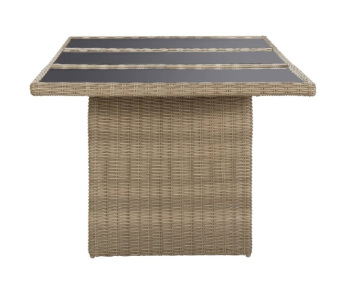 Juego de comedor para jardín 9 piezas ratán sintético marrón