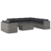 Set de muebles de jardín 10 pzas y cojines ratán sintético gris