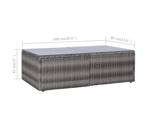 Set de muebles de jardín 10 pzas y cojines ratán sintético gris