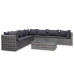Set de muebles de jardín 10 pzas y cojines ratán sintético gris