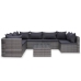 Set de muebles de jardín 10 pzas y cojines ratán sintético gris