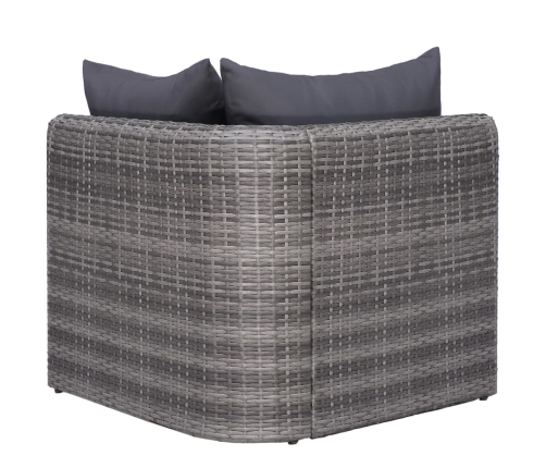 Set de muebles de jardín 10 pzas y cojines ratán sintético gris