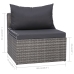 Set de muebles de jardín 10 pzas y cojines ratán sintético gris