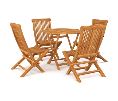 Conjunto de comedor de jardín 5 piezas madera maciza de teca